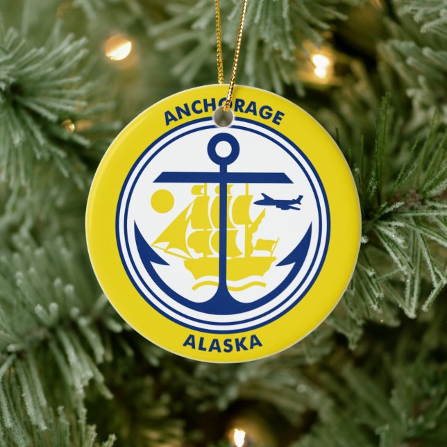 Flag of Anchorage, Alaska Ceramic Ornament (Tree)
