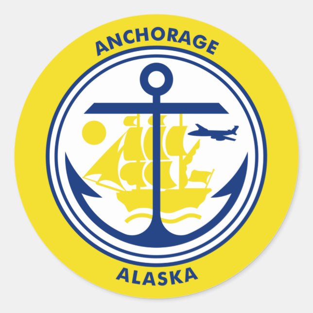 Flag of Anchorage, Alaska Classic Round Sticker (Front)