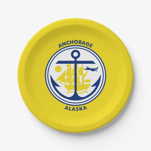 Flag of Anchorage, Alaska Paper Plates (Front)