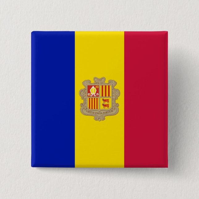 Flag of Andorra 2 Inch Square Button (Front)