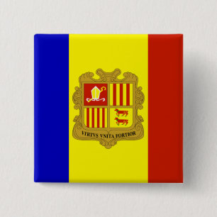 Flag of Andorra 2 Inch Square Button