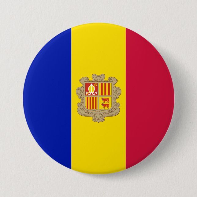 Flag of Andorra 3 Inch Round Button (Front)