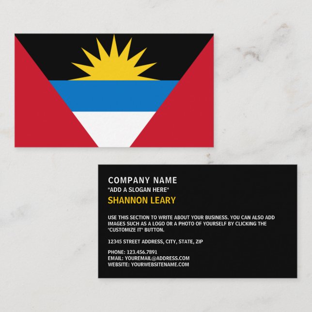 Flag of Antigua and Barbuda, Antiguan Barbudan Business Card (Front/Back)
