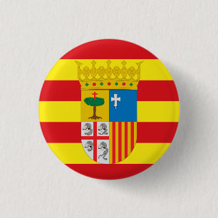 Flag of Aragón (autonomous community) Spain 1 Inch Round Button