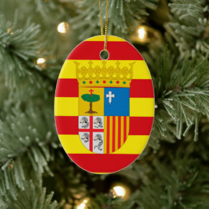 Flag of Aragón (autonomous community) Spain Ceramic Ornament
