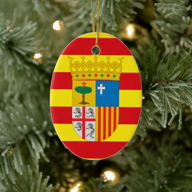 Flag of Aragón (autonomous community) Spain Ceramic Ornament (Tree)