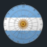 Flag of Argentina Dartboard<br><div class="desc">This design features the national flag of Argentina (officially the Argentine Republic; in Spanish, "República Argentina"), which is a country located mostly in the southern half of South America. The country is bordered by Chile to the west, Bolivia and Paraguay to the north, Brazil to the northeast, Uruguay and the...</div>