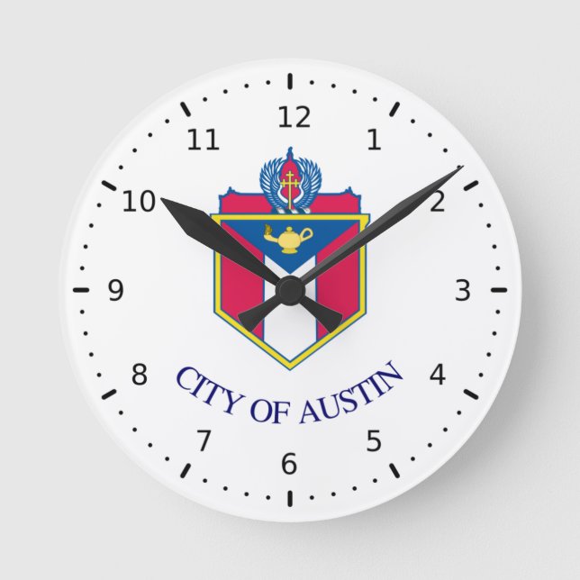 Flag of Austin, Texas Round Clock (Front)