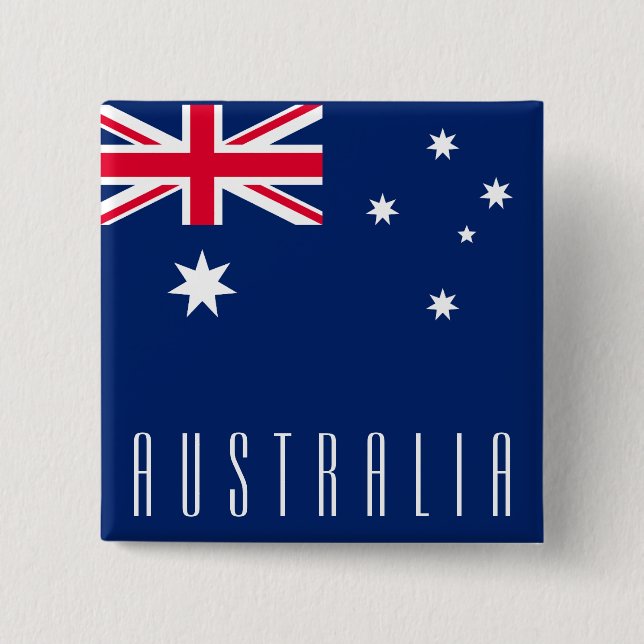 Flag of Australia 2 Inch Square Button (Front)