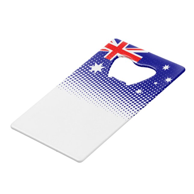 Flag Of Australia With Halftone Effect Credit Card Bottle Opener (Back Angled)