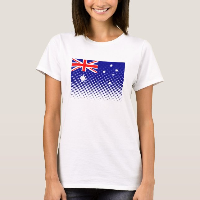Flag Of Australia With Halftone Effect T-Shirt (Front)