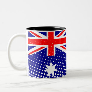 Flag Of Australia With Halftone Effect Two-Tone Coffee Mug