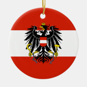 Flag of Austria with Coat of Arms Ceramic Ornament