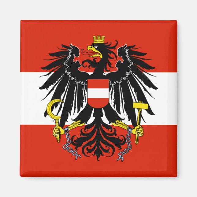 Flag of Austria with Coat of Arms Magnet (Front)
