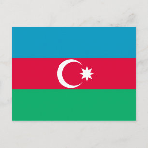 Flag of Azerbaijan Blue Red Green Crescent Moon Postcard