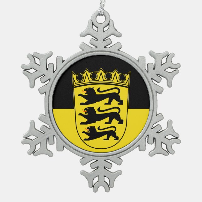 Flag of Baden-Württemberg Snowflake Pewter Christm Snowflake Pewter Christmas Ornament (Front)