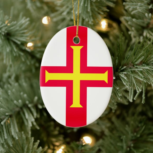 Flag of Bailiwick of Guernsey, (UK) Ceramic Ornament (Tree)