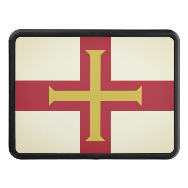 Flag of Bailiwick of Guernsey, (UK) Trailer Hitch Cover (Front)
