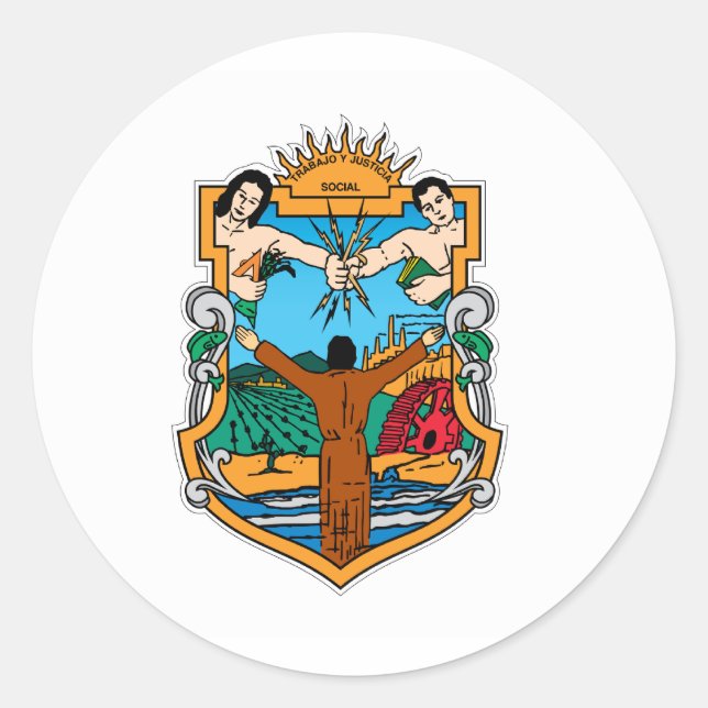 Flag of Baja California Classic Round Sticker (Front)