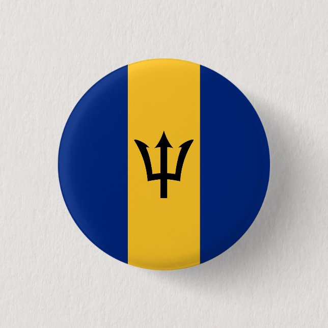 Flag of Barbados 1 Inch Round Button (Front)