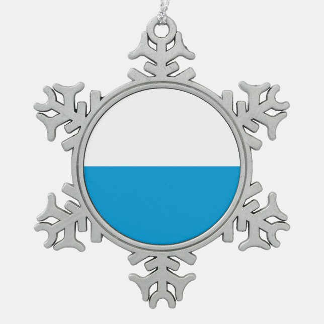 Flag of Bavaria Snowflake Pewter Christmas Ornamen Snowflake Pewter Christmas Ornament (Front)