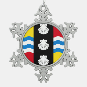 Flag of Bedfordshire Snowflake Pewter Christmas Ornament