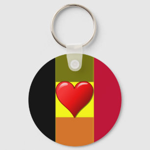 Flag Of Belgium Striped Heart Keychain