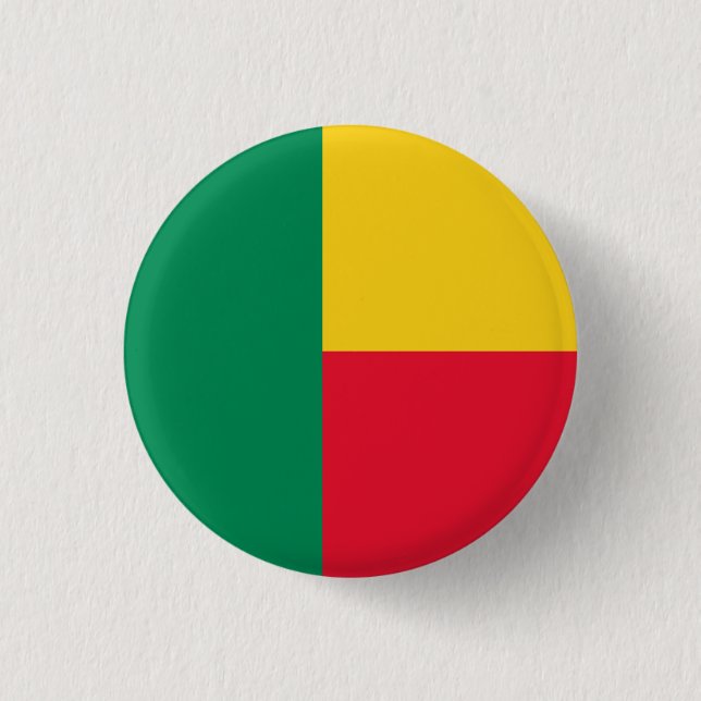 Flag of Benin 1 Inch Round Button (Front)