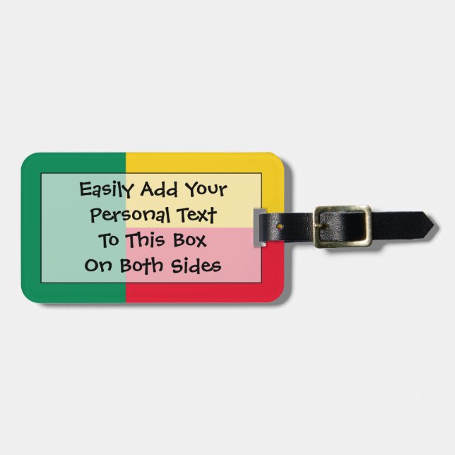 Flag of Benin Easy ID Personal Luggage Tag (Front Horizontal)