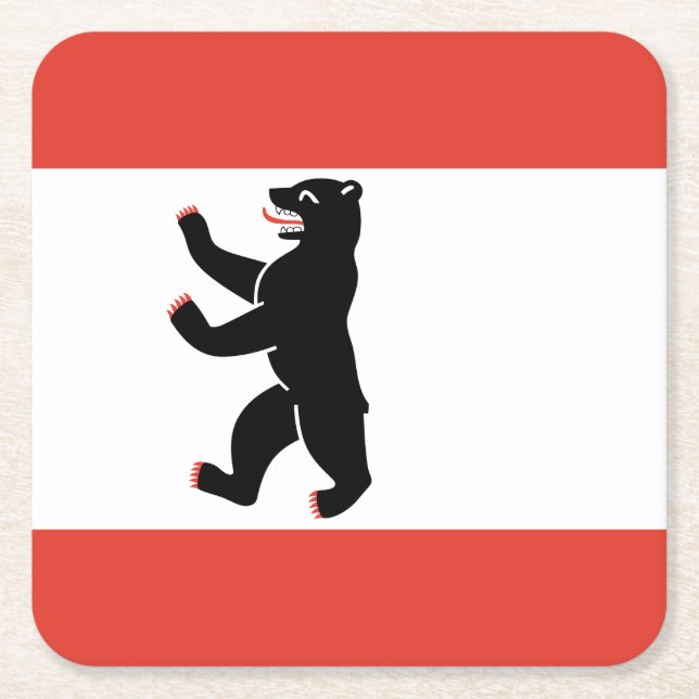 Flag of Berlin Square Paper Coaster (Front)