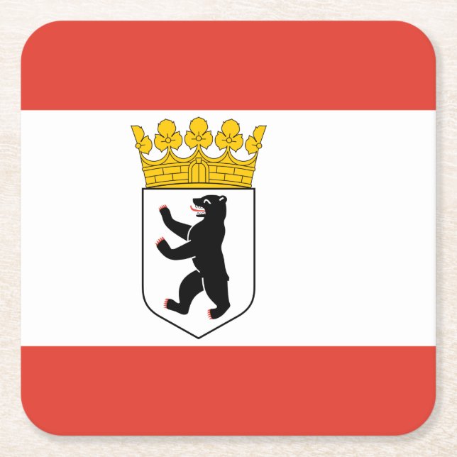 Flag of Berlin Square Paper Coaster (Front)