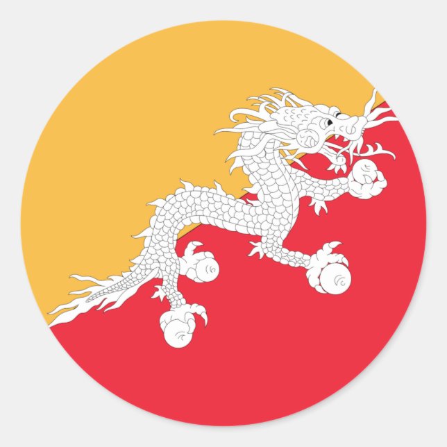 Flag of Bhutan Classic Round Sticker (Front)