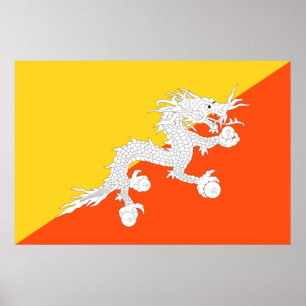 Flag of Bhutan (Thunder Dragon) Poster