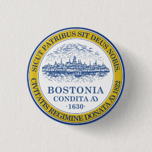 Flag of Boston, Massachusetts 1 Inch Round Button