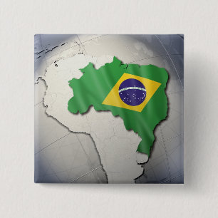 Flag of Brazil 2 Inch Square Button