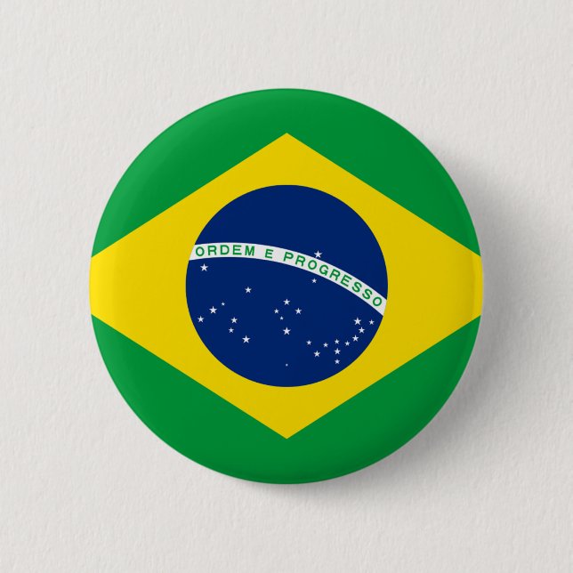 Flag of Brazil - Bandeira do Brasil 2 Inch Round Button (Front)