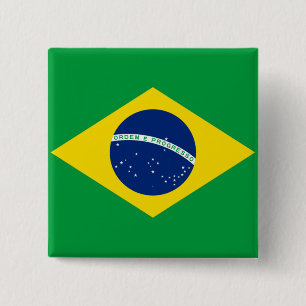 Flag of Brazil, Brazilian 2 Inch Square Button