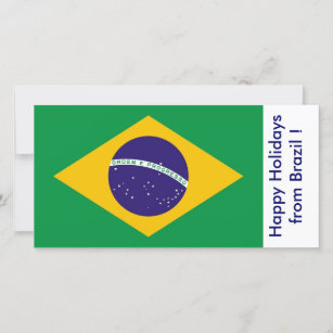 Flag of Brazil, Happy Holidays from Brazil Holiday Card