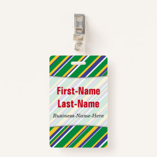 Flag of Brazil Inspired Colored Stripes Pattern Badge