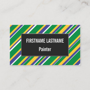 Flag of Brazil Inspired Colored Stripes Pattern Business Card