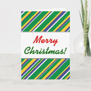 Flag of Brazil Inspired Coloured Stripes Pattern Holiday Card