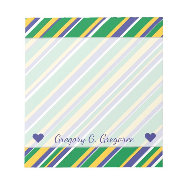 Flag of Brazil Inspired Coloured Stripes Pattern Notepad (Front)