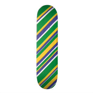 Flag of Brazil Inspired Coloured Stripes Pattern Skateboard