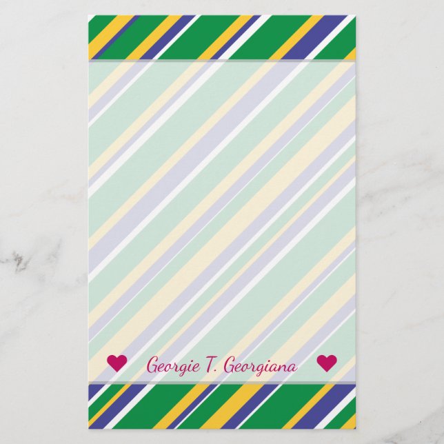 Flag of Brazil Inspired Coloured Stripes Pattern Stationery (Front)