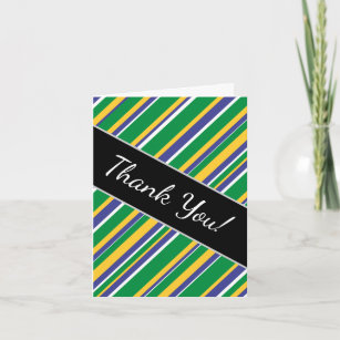 Flag of Brazil Inspired Coloured Stripes Pattern Thank You Card