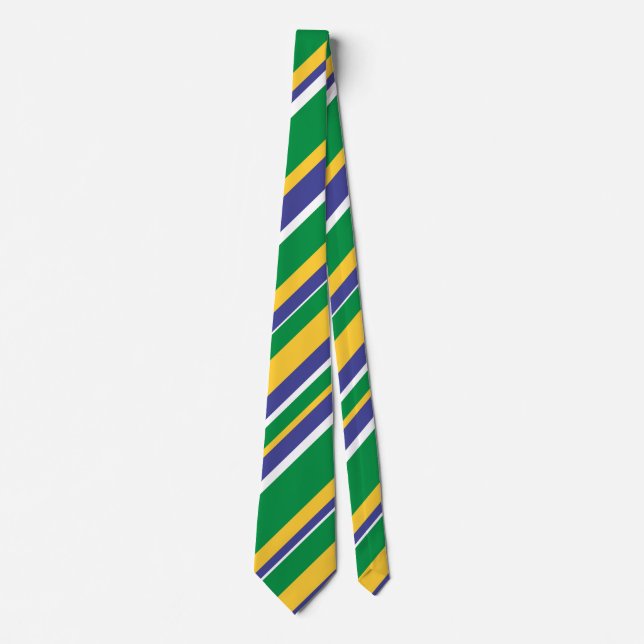 Flag of Brazil Inspired Coloured Stripes Pattern Tie (Front)