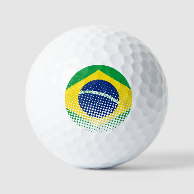 Flag Of Brazil With Halftone Effect Golf Balls (Front)