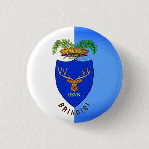 Flag of Brindisi, Italy 1 Inch Round Button