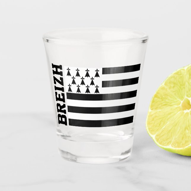 Flag of Brittany, France Shot Glass (Front)