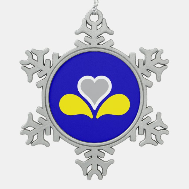 Flag of Brussels, Belgium Snowflake Pewter Christm Snowflake Pewter Christmas Ornament (Front)